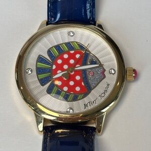 Betsey Johnson Fish Theme Watch With Blue Band